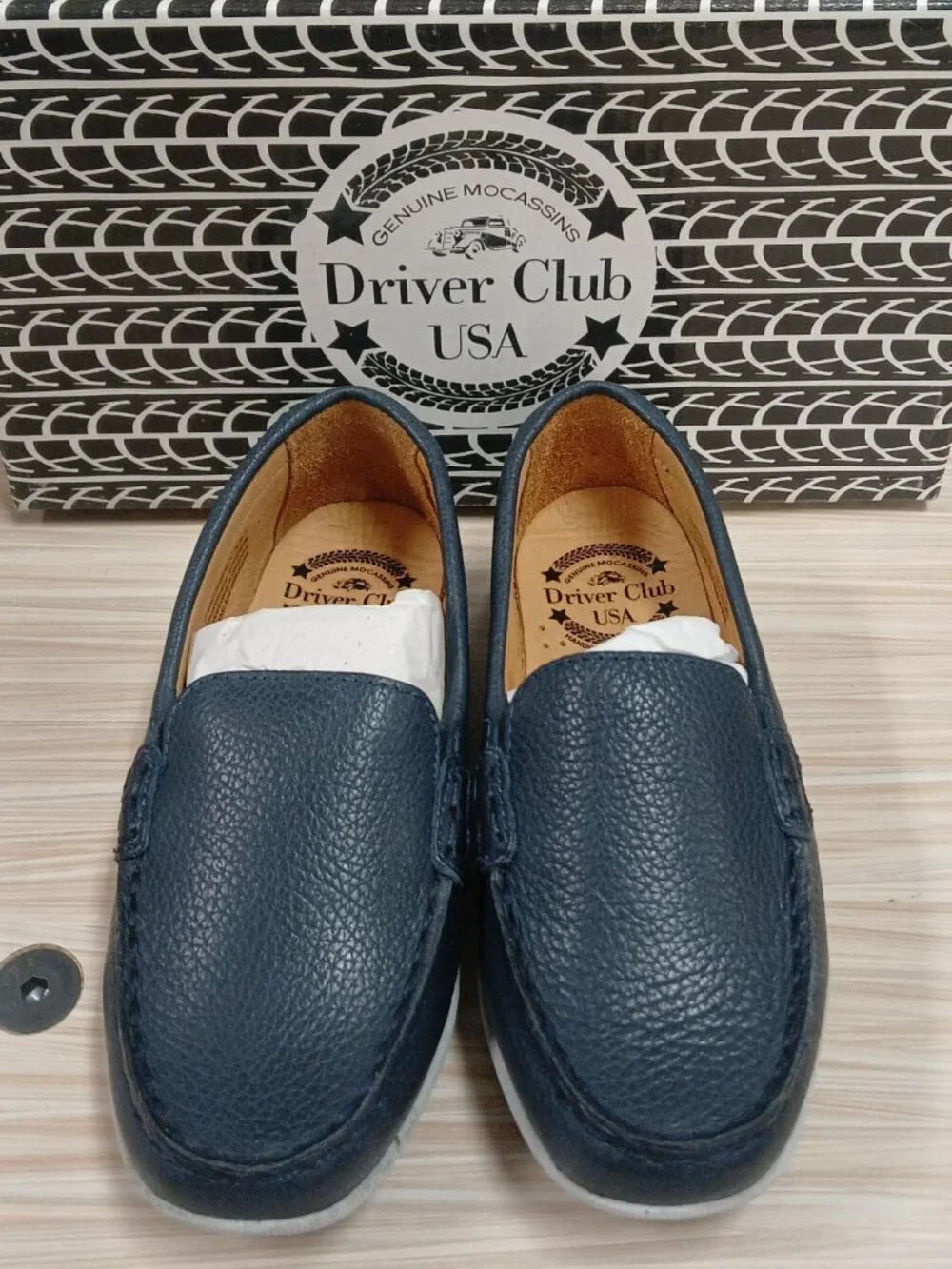 Driver Club USA Boys Moccasins Navy Blue Leather Size: 11 -O